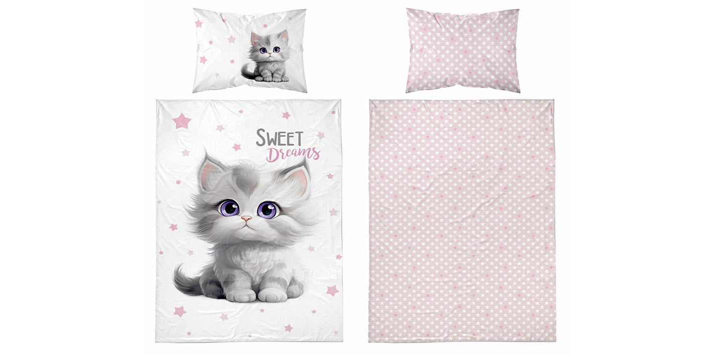 100x135 pościel kotek sweet dreams róż